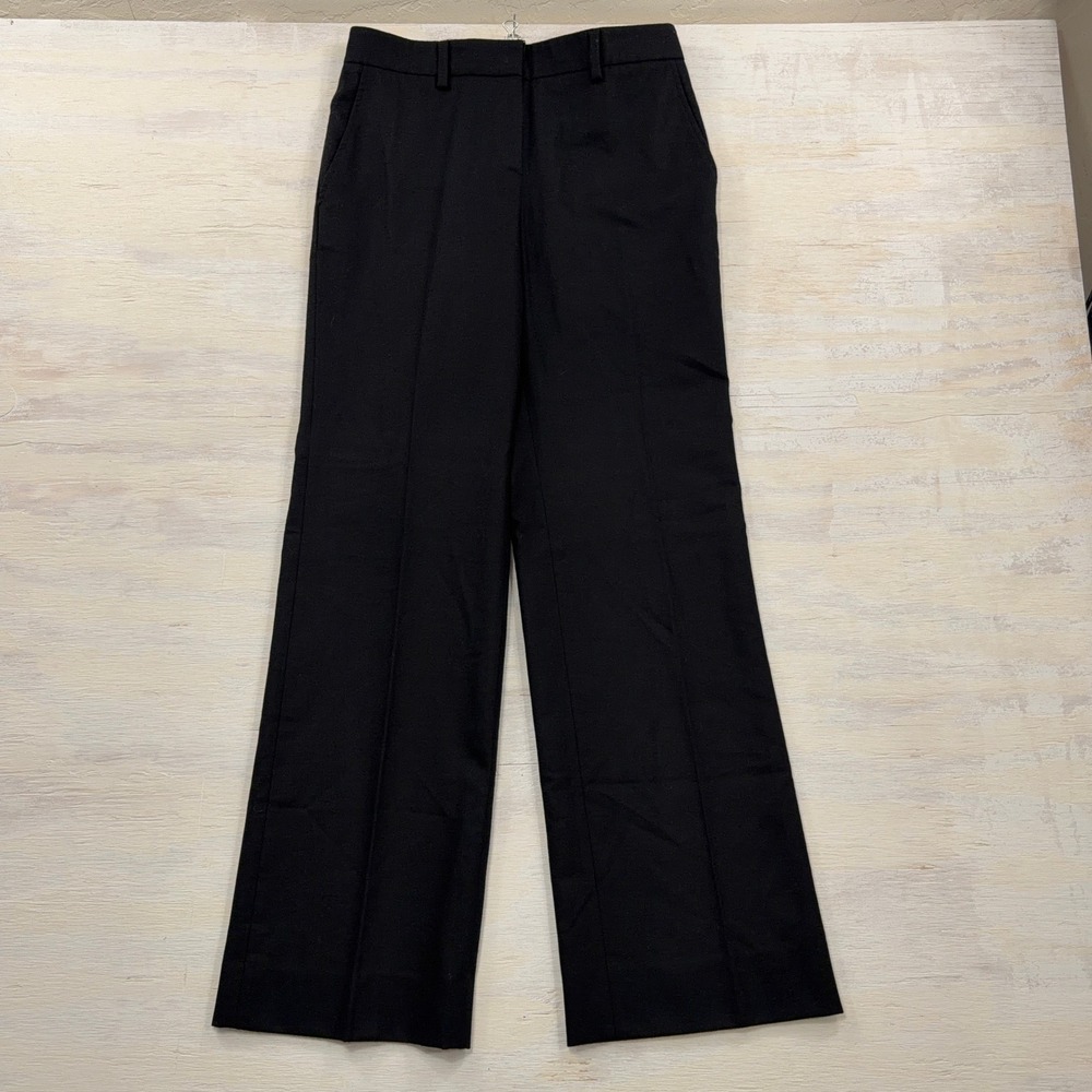 Luciano Barbera Trousers 40 Wool Blend Wide Leg Flat Front Black Womens - Picture 1 of 9